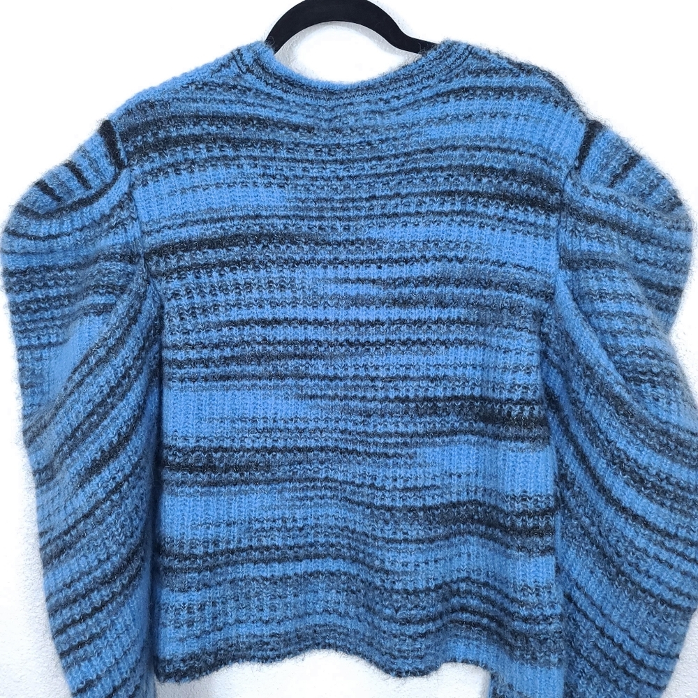NAADAM Space Dye Alpaca Blue Puff Sleeves Cardigan - Picture 14 of 15